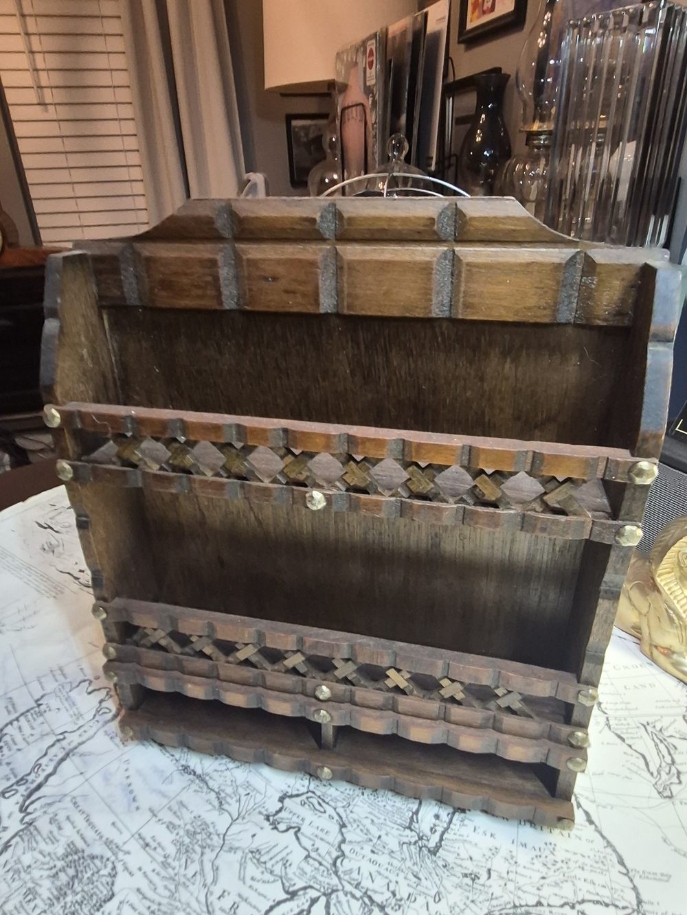 VINTAGE Wooden Brown Decorative Shelf Organizer - Home Storage